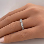 Load image into Gallery viewer, Aquamarine and Diamond Bezel Eternity Band
