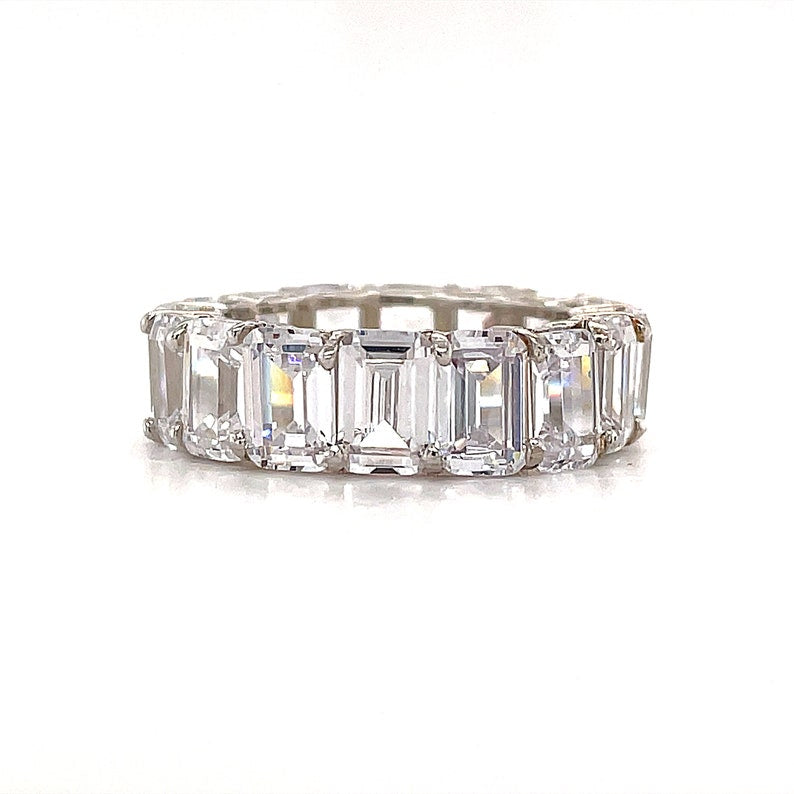 Large Emerald Diamond Eternity Band