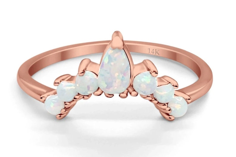 14k Curved Opal Band, Fitted Opal Ring