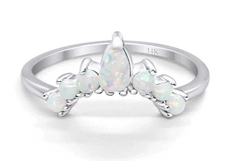 14k Curved Opal Band, Fitted Opal Ring