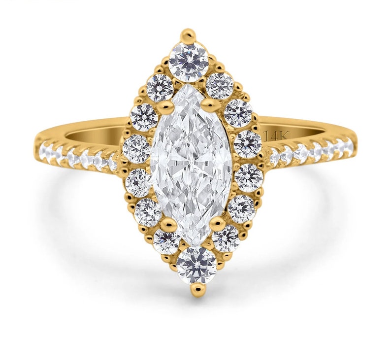 1.50ct Marquise Halo Moissanite Engagement Ring