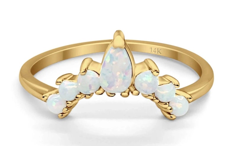 14k Curved Opal Band, Fitted Opal Ring