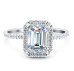 Load image into Gallery viewer, 1.75ct Moissanite Emerald Cut Halo Engagement Ring
