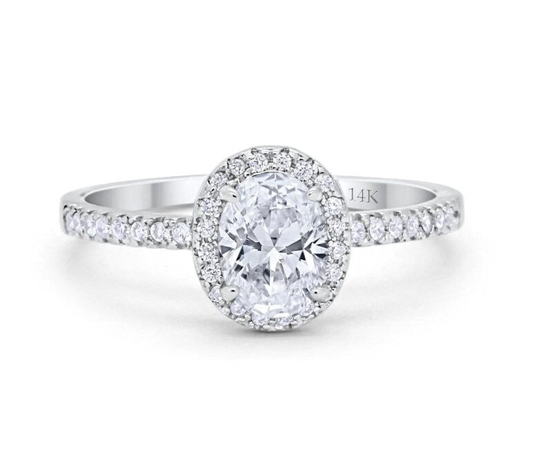 1.00ct  Oval Moissanite Engagement Ring