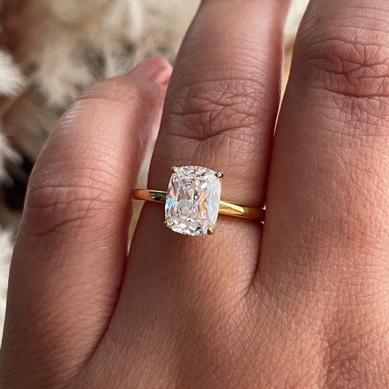 2.50 Elongated Cushion Cut Moissanite Engagement Ring