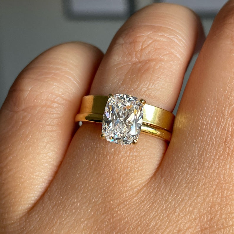 2.50 Elongated Cushion Cut Moissanite Engagement Ring