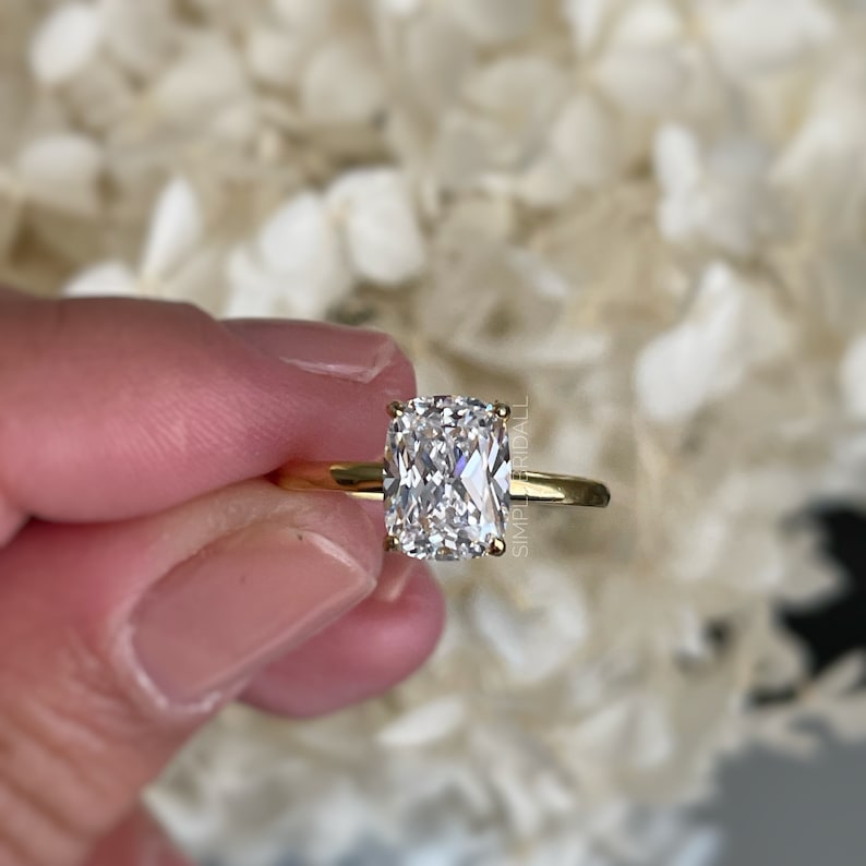 2.50 Elongated Cushion Cut Moissanite Engagement Ring