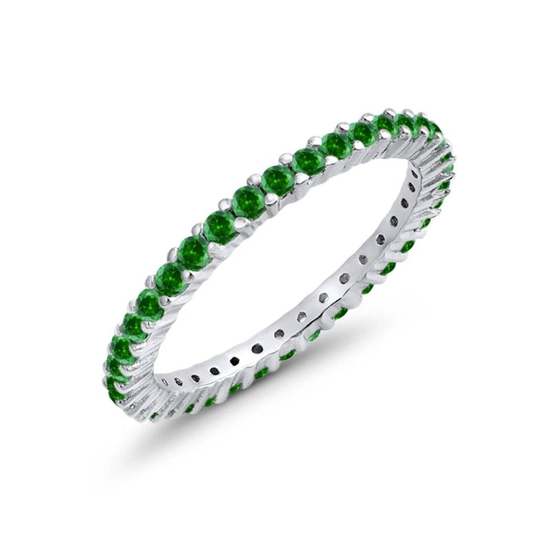 Green Emerald Eternity Band