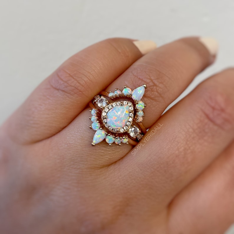 Opal Engagement Ring Set