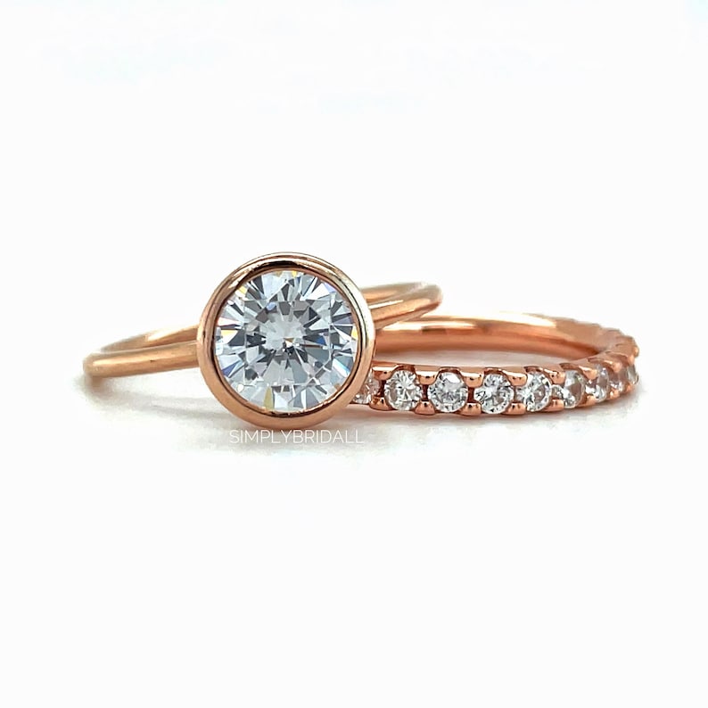 2.00ct  Bezel Engagement Ring Set