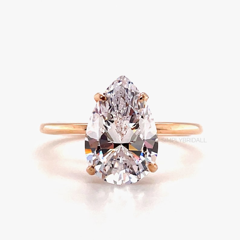 3.00ct Pear Moissanite Engagement Ring