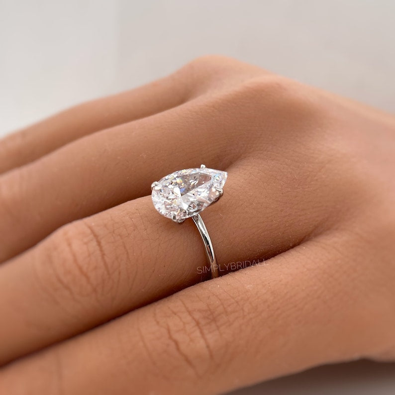 3.00ct Pear Moissanite Engagement Ring