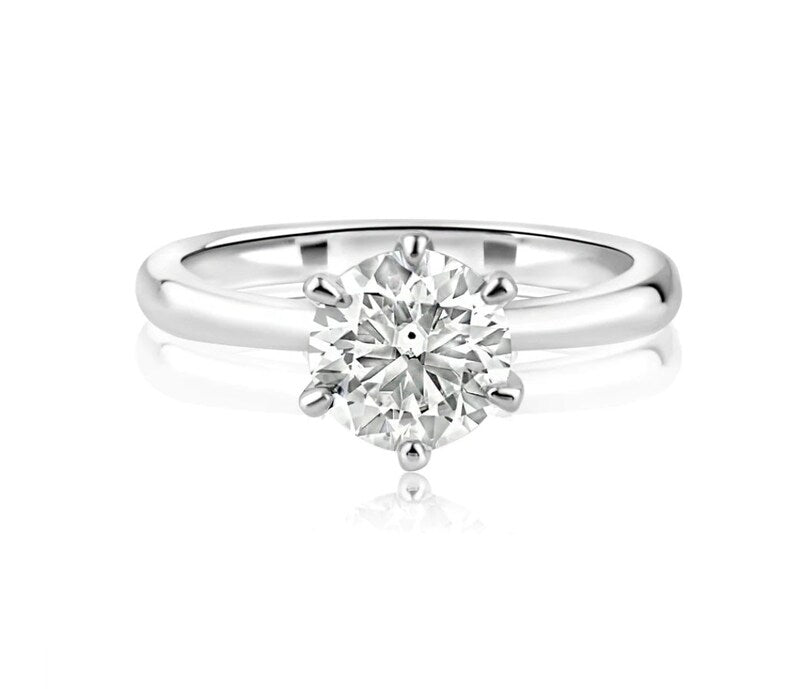 1.00ct Round Moissanite Solitaire Ring