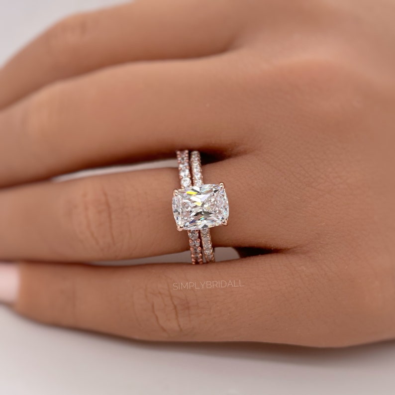 2.50 Elongated Cushion Cut Moissanite Engagement Ring