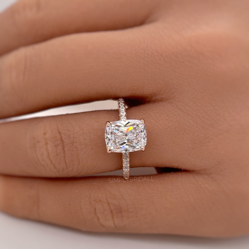 2.50 Elongated Cushion Cut Moissanite Engagement Ring